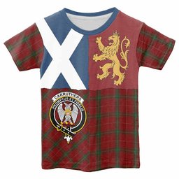 ScotsTee Shop Scottish Carruthers Crest Tartan T-shirt Lion Rampant Saltire Style