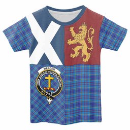 ScotsTee Shop Scottish Mercer Crest Tartan T-shirt Lion Rampant Saltire Style