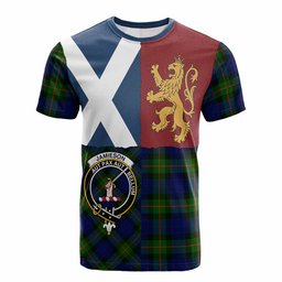 ScotsTee Shop Scottish Jamieson Crest Tartan T-shirt Lion Rampant Saltire Style