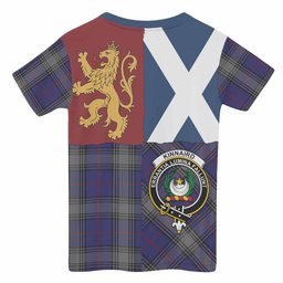 ScotsTee Shop Scottish Kinnaird Crest Tartan T-shirt Lion Rampant Saltire Style