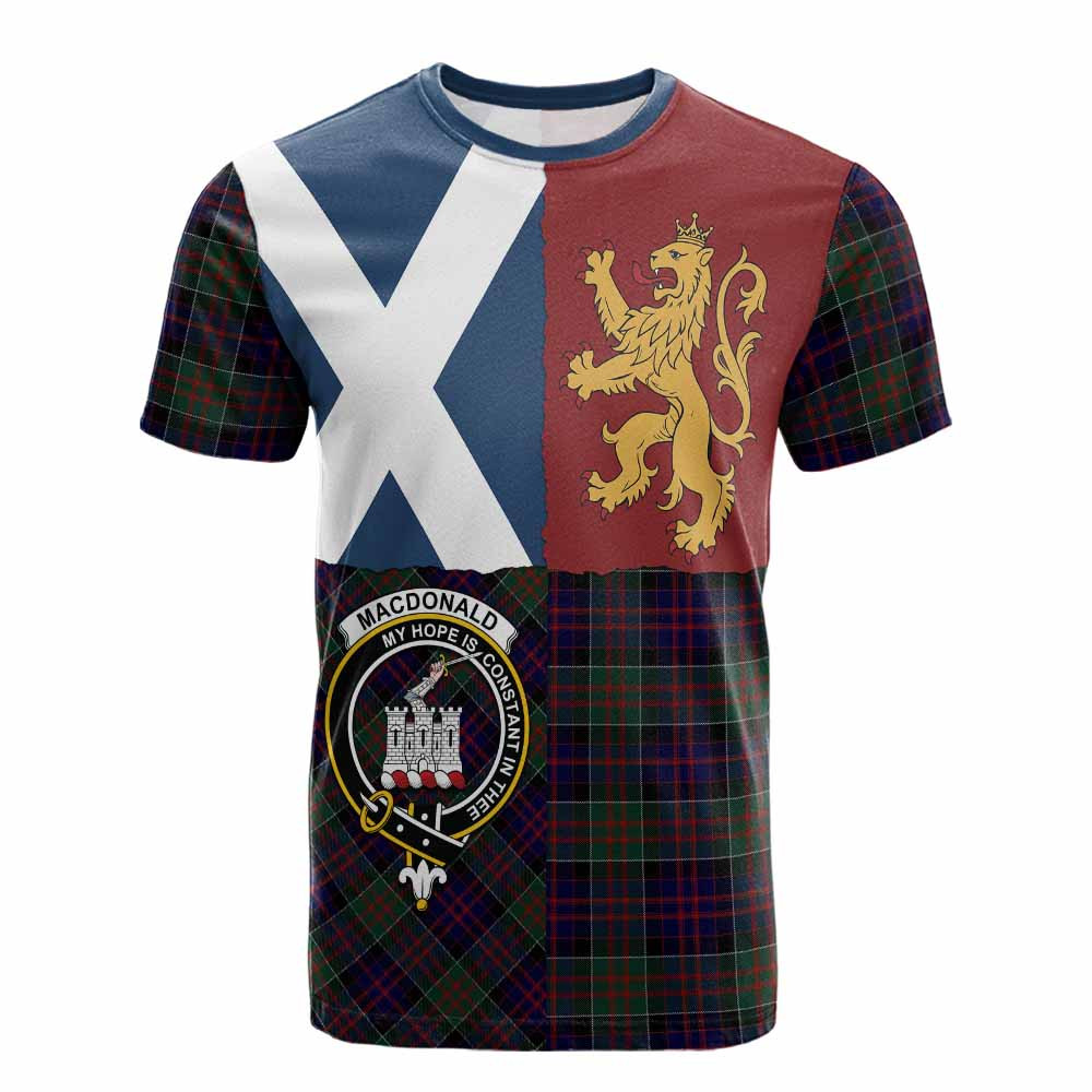 ScotsTee Shop Scottish MacDonald (McDonald) of Clanranald Crest Tartan T-shirt Lion Rampant Saltire Style