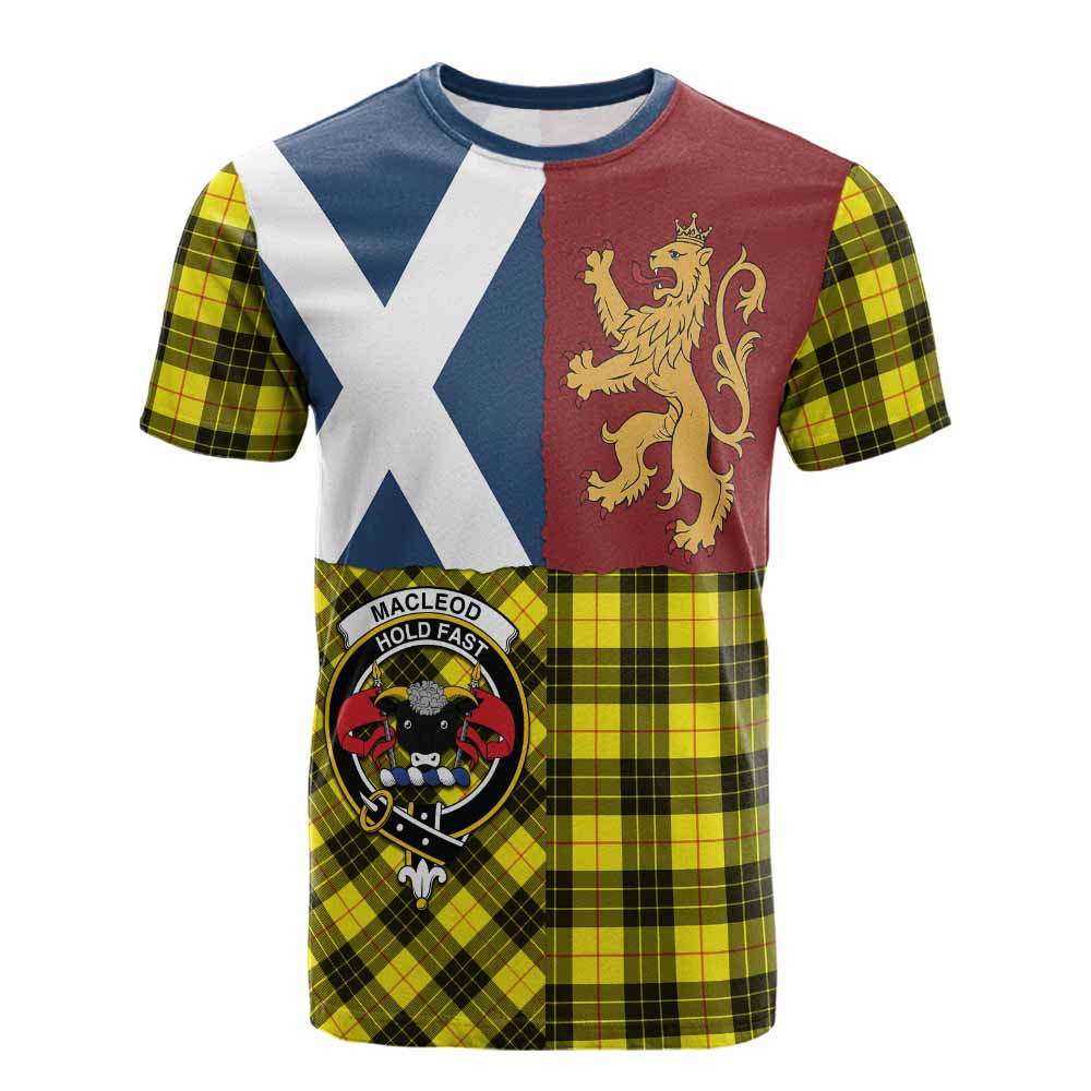 ScotsTee Shop Scottish MacLeod (McLeod) Crest Tartan T-shirt Lion Rampant Saltire Style