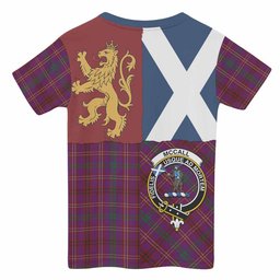 ScotsTee Shop Scottish McCall (Caithness) Crest Tartan T-shirt Lion Rampant Saltire Style