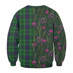ScotsTee Shop Scottish Duncan Family Crest Tartan Sweatshirt Scottish Thistle Flower Pattern Half Style