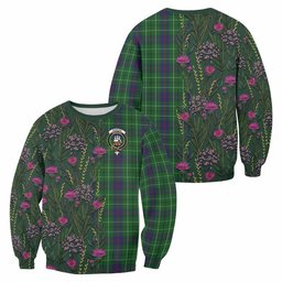 ScotsTee Shop Scottish Duncan Family Crest Tartan Sweatshirt Scottish Thistle Flower Pattern Half Style