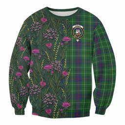 ScotsTee Shop Scottish Duncan Family Crest Tartan Sweatshirt Scottish Thistle Flower Pattern Half Style