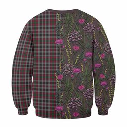 ScotsTee Shop Scottish Borthwick Family Crest Tartan Sweatshirt Scottish Thistle Flower Pattern Half Style