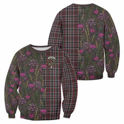 ScotsTee Shop Scottish Borthwick Family Crest Tartan Sweatshirt Scottish Thistle Flower Pattern Half Style