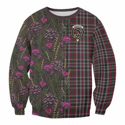 ScotsTee Shop Scottish Borthwick Family Crest Tartan Sweatshirt Scottish Thistle Flower Pattern Half Style