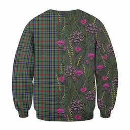 ScotsTee Shop Scottish Bisset Family Crest Tartan Sweatshirt Scottish Thistle Flower Pattern Half Style