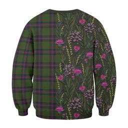 ScotsTee Shop Scottish Cochrane Family Crest Tartan Sweatshirt Scottish Thistle Flower Pattern Half Style