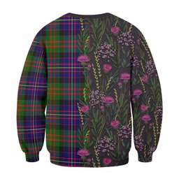 ScotsTee Shop Scottish Chalmers Family Crest Tartan Sweatshirt Scottish Thistle Flower Pattern Half Style