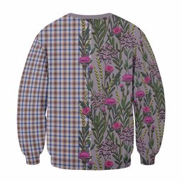 ScotsTee Shop Scottish Boswell Family Crest Tartan Sweatshirt Scottish Thistle Flower Pattern Half Style