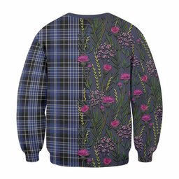 ScotsTee Shop Scottish Clark (Clarke) Family Crest Tartan Sweatshirt Scottish Thistle Flower Pattern Half Style