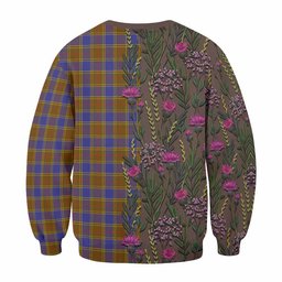 ScotsTee Shop Scottish Balfour Family Crest Tartan Sweatshirt Scottish Thistle Flower Pattern Half Style