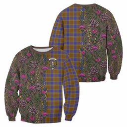 ScotsTee Shop Scottish Balfour Family Crest Tartan Sweatshirt Scottish Thistle Flower Pattern Half Style