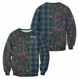 ScotsTee Shop Scottish Alexander Family Crest Tartan Sweatshirt Scottish Thistle Flower Pattern Half Style