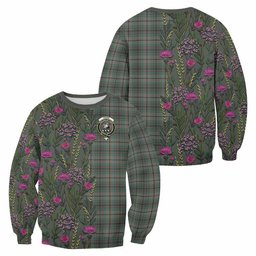 ScotsTee Shop Scottish Craig Family Crest Tartan Sweatshirt Scottish Thistle Flower Pattern Half Style