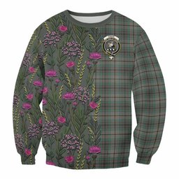 ScotsTee Shop Scottish Craig Family Crest Tartan Sweatshirt Scottish Thistle Flower Pattern Half Style