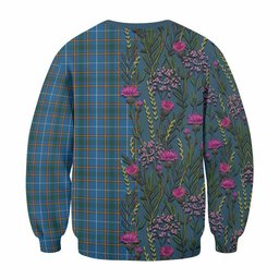 ScotsTee Shop Scottish Bain Family Crest Tartan Sweatshirt Scottish Thistle Flower Pattern Half Style