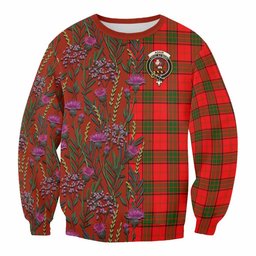 ScotsTee Shop Scottish Adair Family Crest Tartan Sweatshirt Scottish Thistle Flower Pattern Half Style