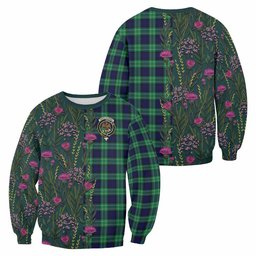 ScotsTee Shop Scottish Abercrombie Family Crest Tartan Sweatshirt Scottish Thistle Flower Pattern Half Style