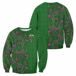 ScotsTee Shop Scottish Don Family Crest Tartan Sweatshirt Scottish Thistle Flower Pattern Half Style