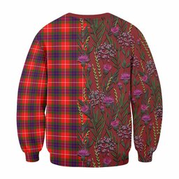 ScotsTee Shop Scottish Abernethy Family Crest Tartan Sweatshirt Scottish Thistle Flower Pattern Half Style