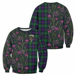 ScotsTee Shop Scottish Calder Family Crest Tartan Sweatshirt Scottish Thistle Flower Pattern Half Style