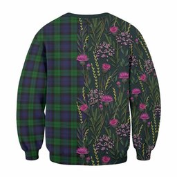 ScotsTee Shop Scottish Black Watch Family Crest Tartan Sweatshirt Scottish Thistle Flower Pattern Half Style