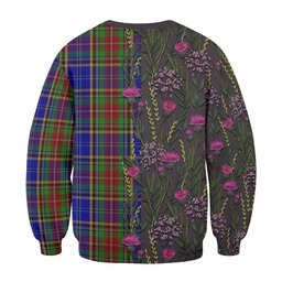 ScotsTee Shop Scottish Beattie (Beatty) Family Crest Tartan Sweatshirt Scottish Thistle Flower Pattern Half Style