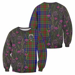ScotsTee Shop Scottish Beattie (Beatty) Family Crest Tartan Sweatshirt Scottish Thistle Flower Pattern Half Style