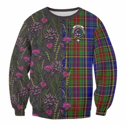 ScotsTee Shop Scottish Beattie (Beatty) Family Crest Tartan Sweatshirt Scottish Thistle Flower Pattern Half Style