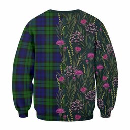 ScotsTee Shop Scottish Bannatyne Family Crest Tartan Sweatshirt Scottish Thistle Flower Pattern Half Style
