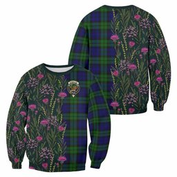 ScotsTee Shop Scottish Bannatyne Family Crest Tartan Sweatshirt Scottish Thistle Flower Pattern Half Style