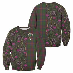 ScotsTee Shop Scottish Cairns Family Crest Tartan Sweatshirt Scottish Thistle Flower Pattern Half Style