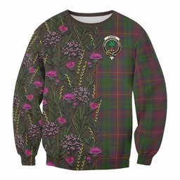 ScotsTee Shop Scottish Cairns Family Crest Tartan Sweatshirt Scottish Thistle Flower Pattern Half Style