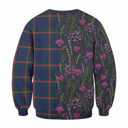 ScotsTee Shop Scottish Agnew Family Crest Tartan Sweatshirt Scottish Thistle Flower Pattern Half Style