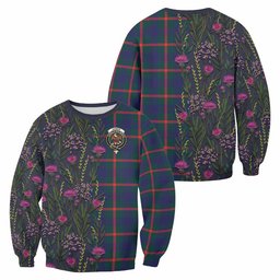 ScotsTee Shop Scottish Agnew Family Crest Tartan Sweatshirt Scottish Thistle Flower Pattern Half Style