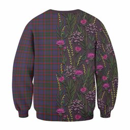 ScotsTee Shop Scottish Cumming Family Crest Tartan Sweatshirt Scottish Thistle Flower Pattern Half Style