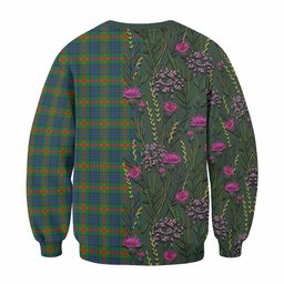 ScotsTee Shop Scottish Aiton Family Crest Tartan Sweatshirt Scottish Thistle Flower Pattern Half Style