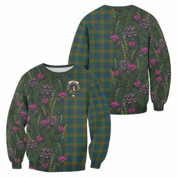 ScotsTee Shop Scottish Aiton Family Crest Tartan Sweatshirt Scottish Thistle Flower Pattern Half Style