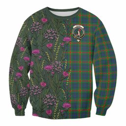 ScotsTee Shop Scottish Aiton Family Crest Tartan Sweatshirt Scottish Thistle Flower Pattern Half Style
