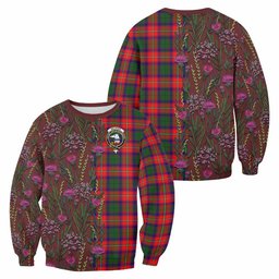 ScotsTee Shop Scottish Belshes (Belsches) Family Crest Tartan Sweatshirt Scottish Thistle Flower Pattern Half Style