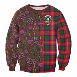 ScotsTee Shop Scottish Belshes (Belsches) Family Crest Tartan Sweatshirt Scottish Thistle Flower Pattern Half Style