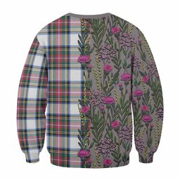 ScotsTee Shop Scottish Dennistoun Family Crest Tartan Sweatshirt Scottish Thistle Flower Pattern Half Style
