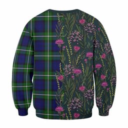 ScotsTee Shop Scottish Bannerman Family Crest Tartan Sweatshirt Scottish Thistle Flower Pattern Half Style