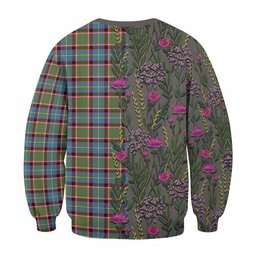 ScotsTee Shop Scottish Aikenhead Family Crest Tartan Sweatshirt Scottish Thistle Flower Pattern Half Style