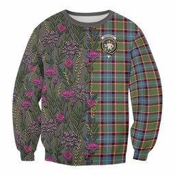 ScotsTee Shop Scottish Aikenhead Family Crest Tartan Sweatshirt Scottish Thistle Flower Pattern Half Style