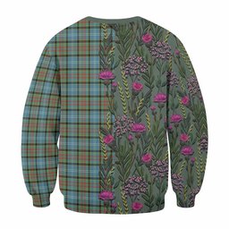 ScotsTee Shop Scottish Brisbane Family Crest Tartan Sweatshirt Scottish Thistle Flower Pattern Half Style